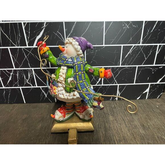 ❄️ Snowman Stocking Holder – Hand Painted – Metal Base – Holiday Decor - Picture 1 of 4